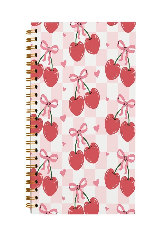 OXW Coquette Pink Bow Notebook Journal, Pink Planner Cute Cherry Notebook Journal for Women Girls, Coquette School Supplies, Coquette Stuff Planner, College Ruled Spiral Notebook 5.5 x 8.3 - Image 1