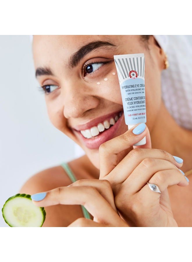 First Aid Beauty كريم ترطيب العين مع حمض الهيالورونيك، كريم مغذي للعين يوفر 24 ساعة من الترطيب، يساعد على تنعيم الخطوط الدقيقة، التجاعيد والانتفاخ، آمن للبشرة الحساسة، 0.5 أونصة - Image 2