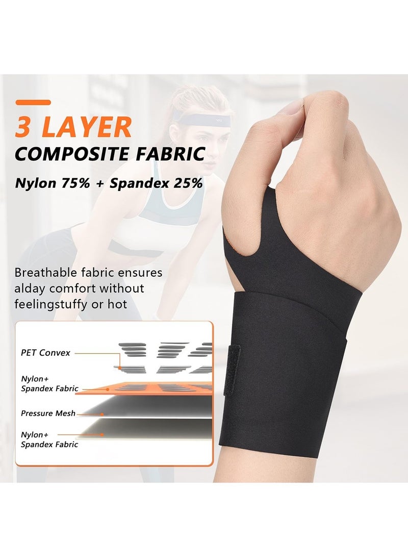 ممون عبوتان من دعامة معصم الزند، لفافة معصم مرنة رفيعة للغاية ضاغطة لإصابات الاستخدام المتكرر للمعصم، دعامة معصم لتخفيف آلام متلازمة النفق الرسغي، تناسب اليد اليسرى أو اليمنى (أسود) - Image 4