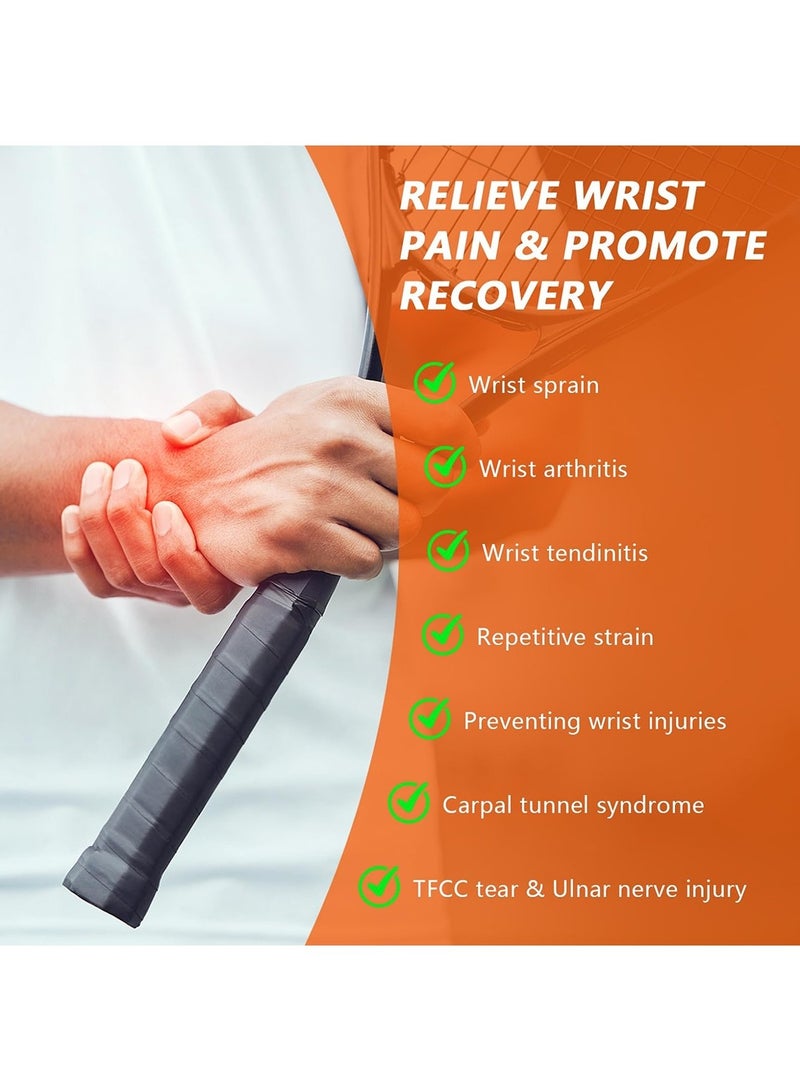 ممون عبوتان من دعامة معصم الزند، لفافة معصم مرنة رفيعة للغاية ضاغطة لإصابات الاستخدام المتكرر للمعصم، دعامة معصم لتخفيف آلام متلازمة النفق الرسغي، تناسب اليد اليسرى أو اليمنى (أسود) - Image 2
