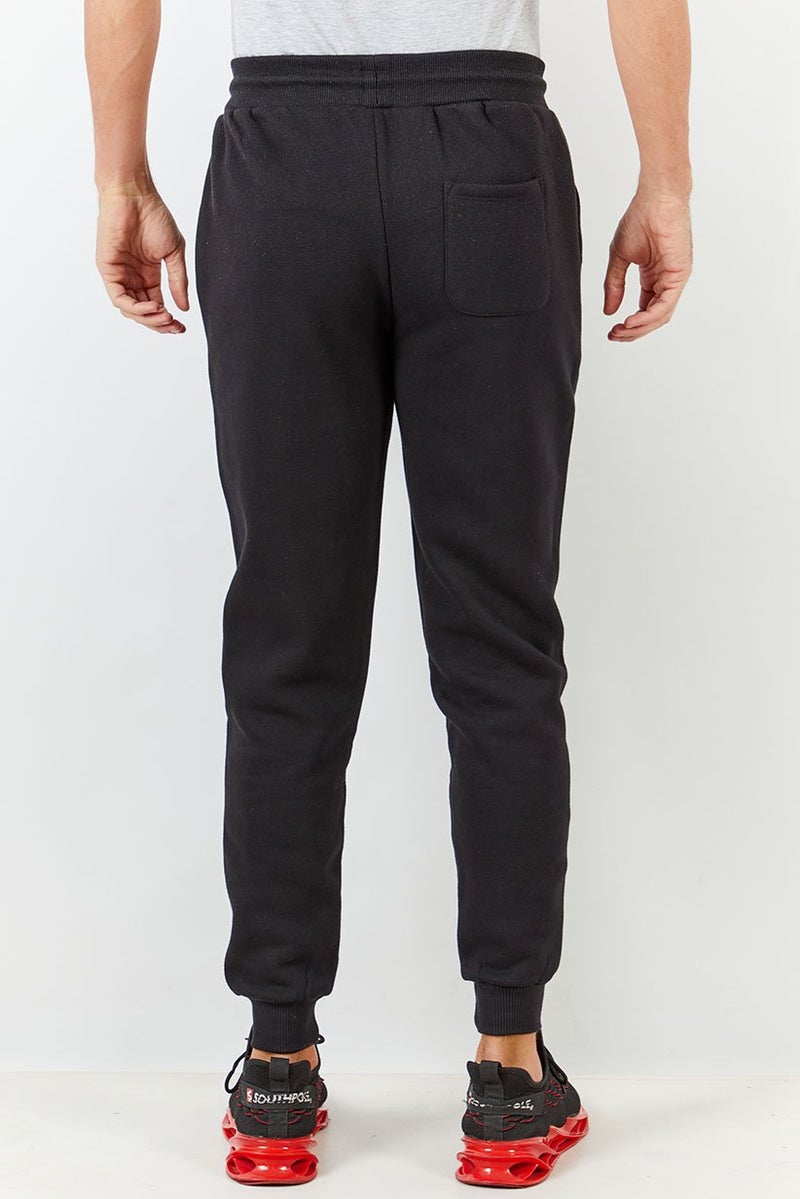 Cavalli Class Men Regular Fit Drawstring Brand Logo Pants, Black - Image 3