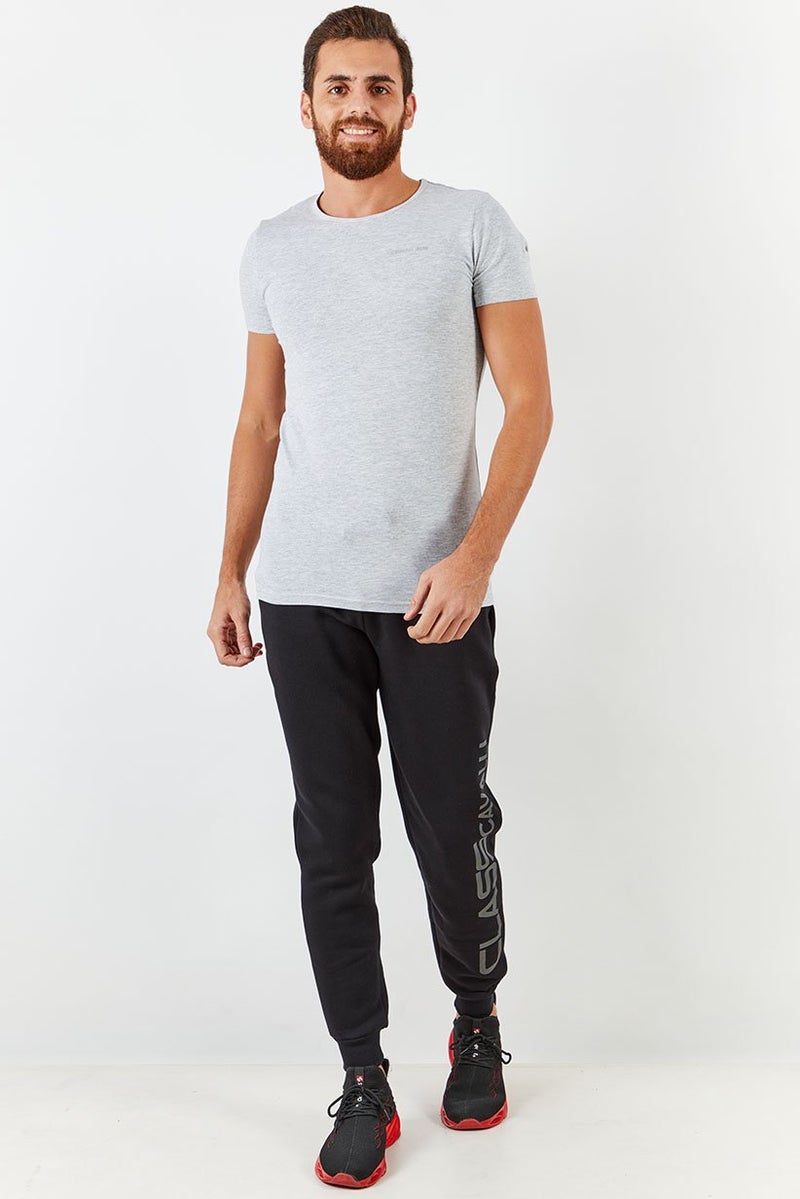 Cavalli Class Men Regular Fit Drawstring Brand Logo Pants, Black - Image 2