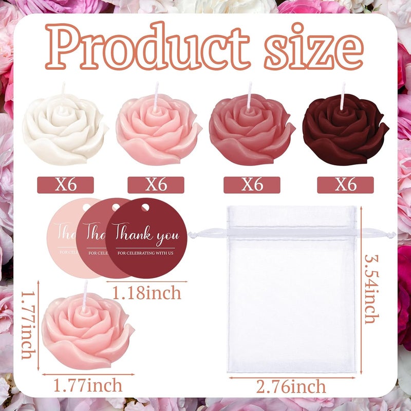 Treela 50 Set Flower Candles Wedding Favor for Guests Mini Burgundy Rose Shaped Tealight Candles for Return Gift Wedding Birthday Bridal Shower Housewarming Party - Image 4
