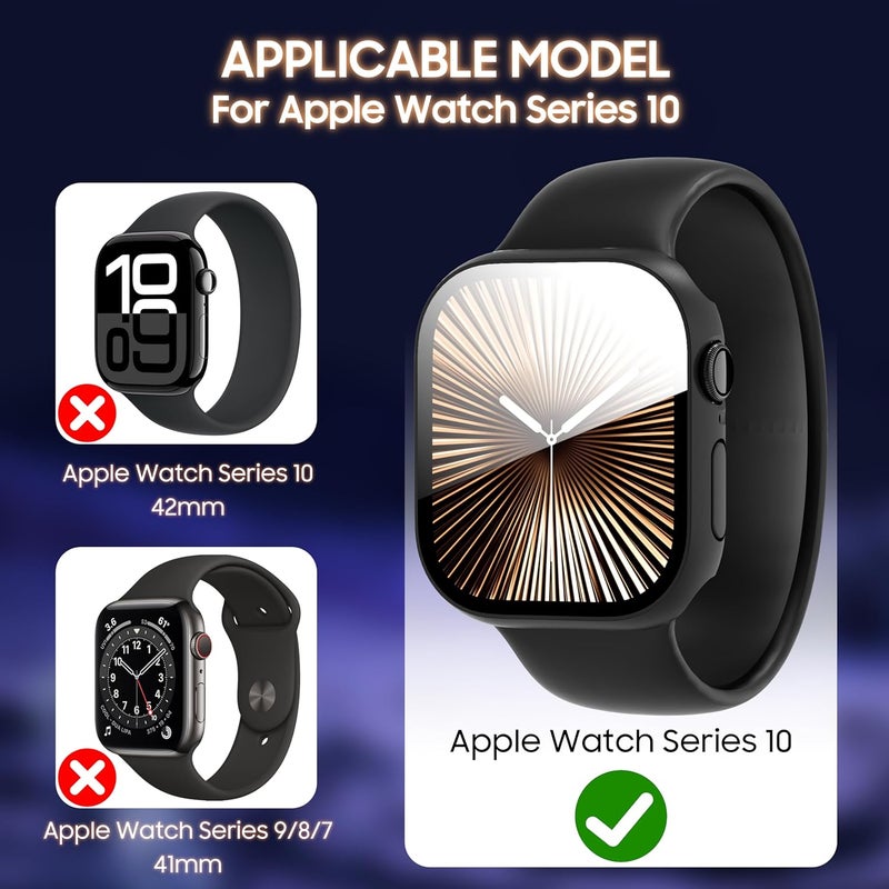 حزمة 3 قطع لأغطية ساعة Apple Watch Series 10/11 46 مم مع واقي شاشة زجاجي مقسى 9H غطاء حساس للمس، مقاوم للخدش، غطاء PC صلب فائق النحافة لساعة iWatch Series 10/11 46 مم - Image 4