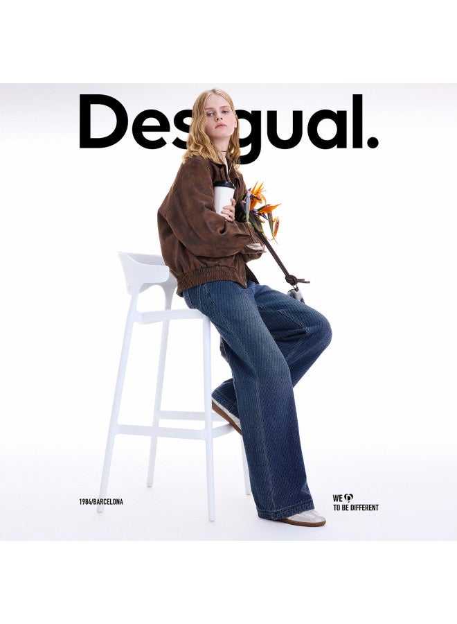 DESIGUAL 25 Fall/Winter New Collection Loose Washed Blue Twill Fleece Women'S Casual Pants - Image 3