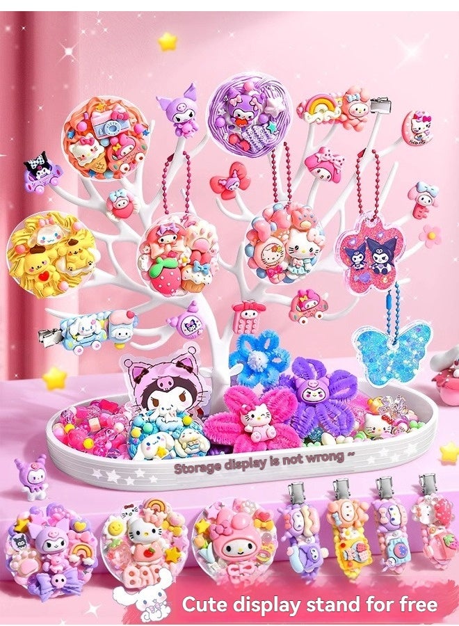 Beauenty 387 Pcs DIY Whipped Cream Clay Glue Set, Simulated DIY Making Art Craft Kit with Cartoon Stickers, Accessories, Key Chains with Storage Box for Gifting - Image 2