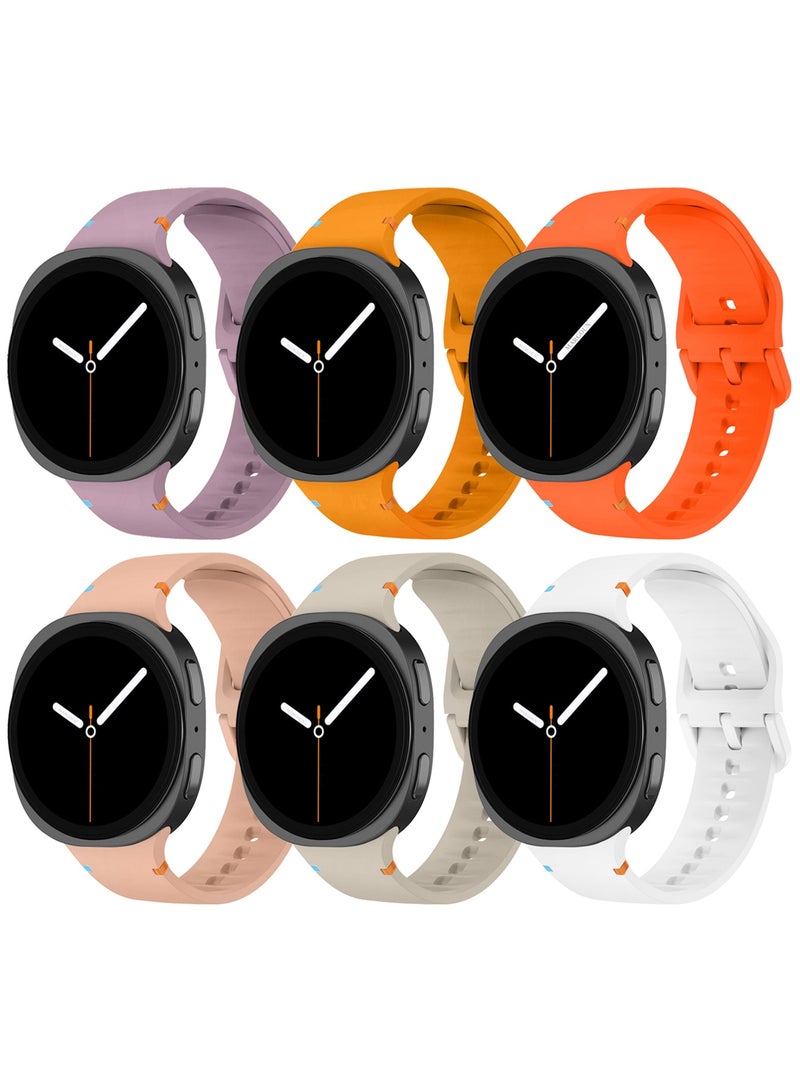 6Packs Sport Band for Galaxy Watch 8 40mm 44mm and Watch 8 Classic 46mm, Silicone Replacement Strap, M/L Size - Image 2