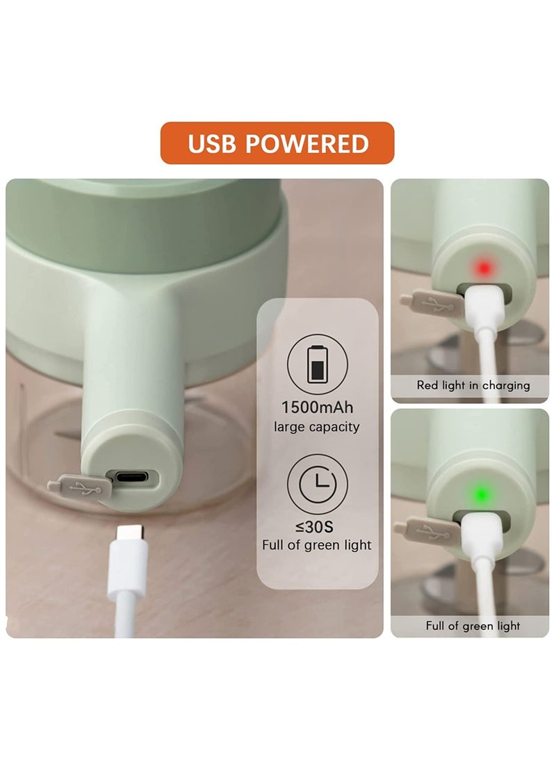 ELTRAZONE 4 in 1 Handheld Electric Food Chopper Wireless Vegetable Cutter Set Vegetable Chopper and Meat grinder with USB Powered for Kitchen Cooking-1 Pack  - Image 2