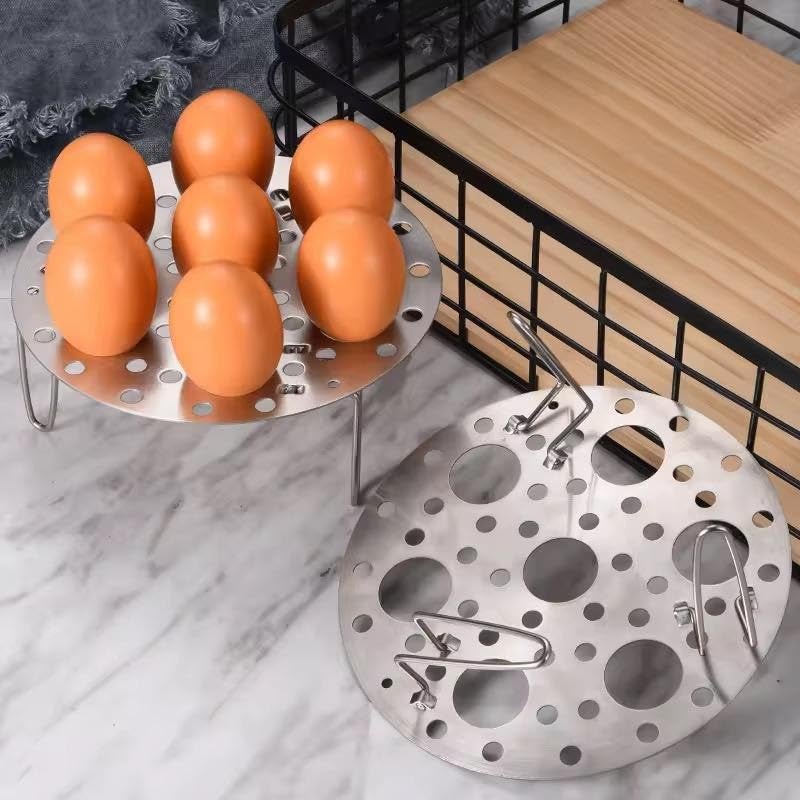 Ameedarshan Stainless Steel Round Egg Steamer Rack Heatproof Stackable 7 Holes Stand Egg Box Kitchen Multipurpose Trivet Insert for Pot Accessories and Pressure Cooker Pans Steam Boiling (Pack Of 1) - Image 2