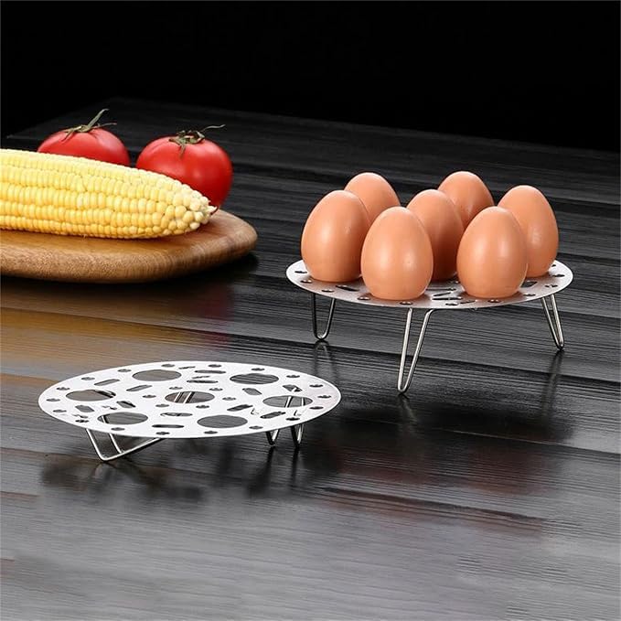 Ameedarshan Stainless Steel Round Egg Steamer Rack Heatproof Stackable 7 Holes Stand Egg Box Kitchen Multipurpose Trivet Insert for Pot Accessories and Pressure Cooker Pans Steam Boiling (Pack Of 1) - Image 5