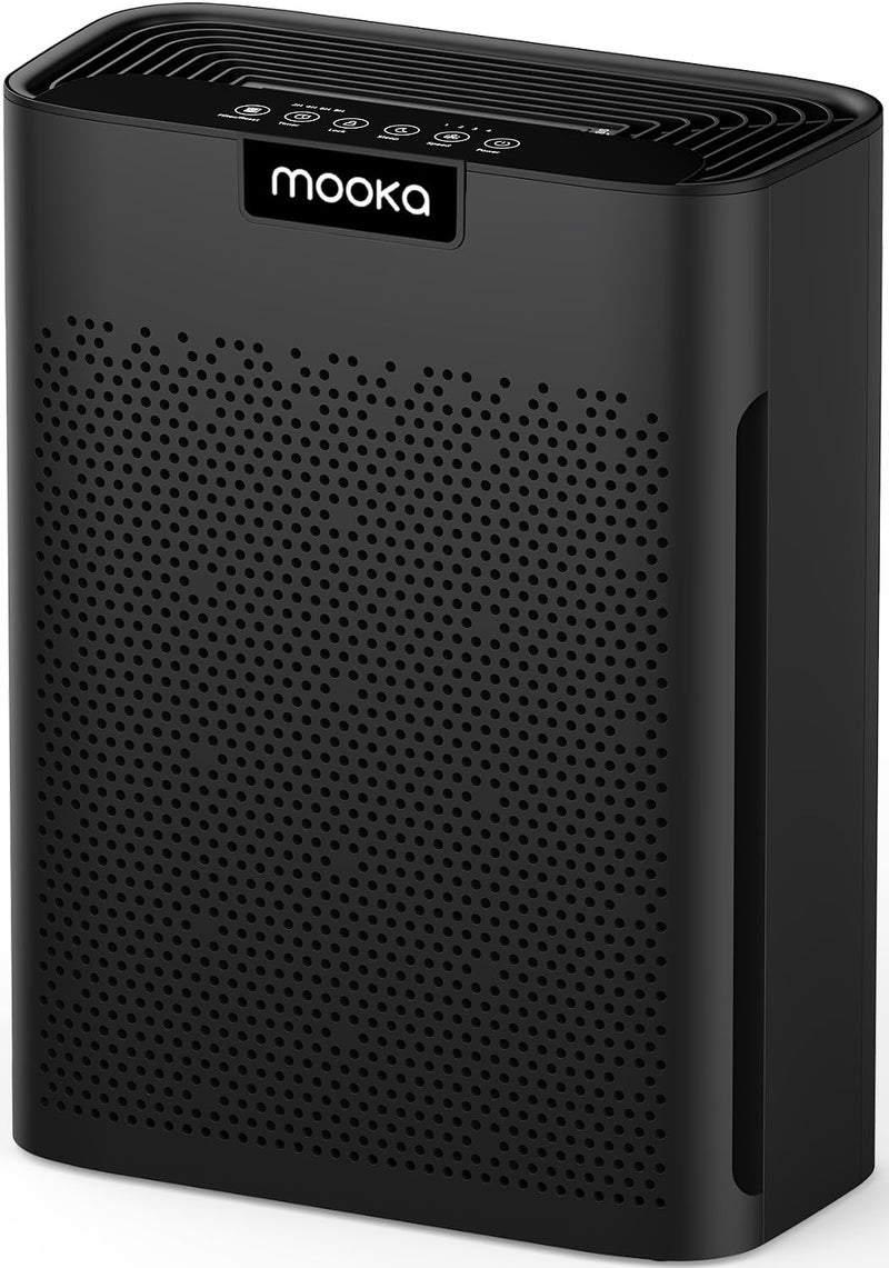 Mooka Air Purifiers for Home Large Room 2200 FtÂ² with Washable Filters, MOOKA H13 HEPA Air Purifier for Home Pets Bedroom with Fragrance, Air Cleaner for Smoke Dust Pollen Pets Hair Odor, KJ190 Black - Image 1