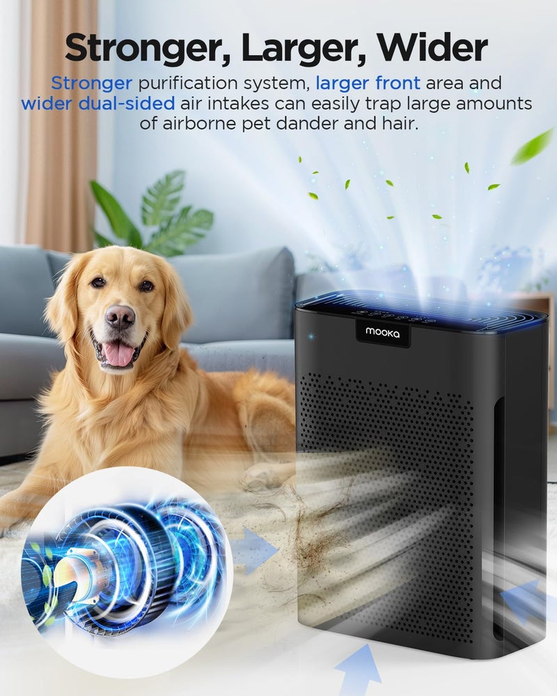 Mooka Air Purifiers for Home Large Room 2200 FtÂ² with Washable Filters, MOOKA H13 HEPA Air Purifier for Home Pets Bedroom with Fragrance, Air Cleaner for Smoke Dust Pollen Pets Hair Odor, KJ190 Black - Image 5