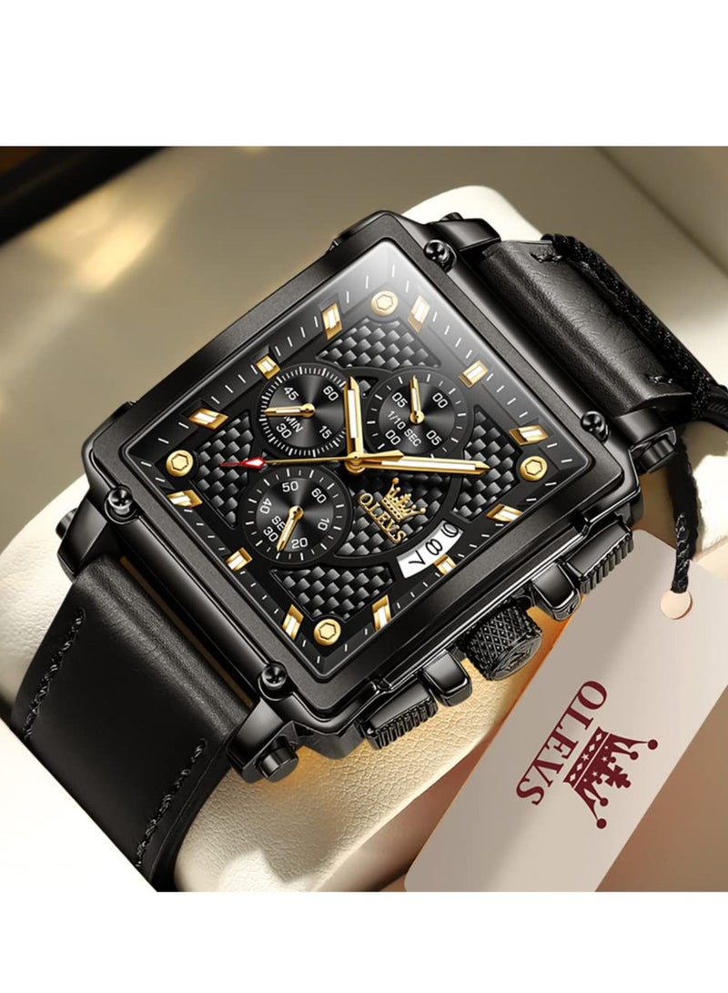 OLEVS Men's Brown Leather Chronograph Fashion Business Watch 9925 - Image 1