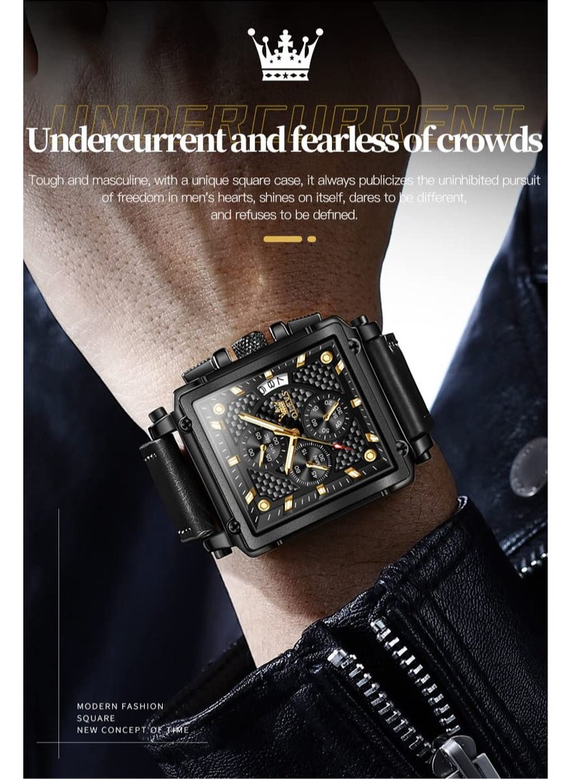 OLEVS Men's Brown Leather Chronograph Fashion Business Watch 9925 - Image 3