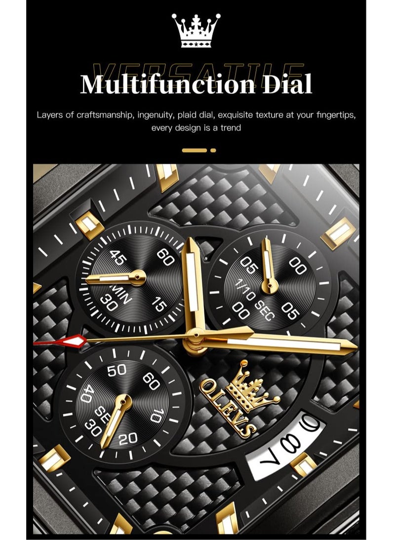 OLEVS Men's Brown Leather Chronograph Fashion Business Watch 9925 - Image 4