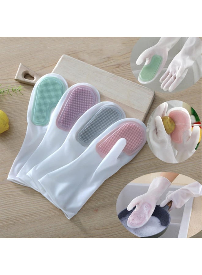 Multi-colored Household Cleaning Gloves, Silicone and Rubber Dishwashing Gloves, Kitchen Sponge Gloves, Kitchen Cleaning Tools - Image 2