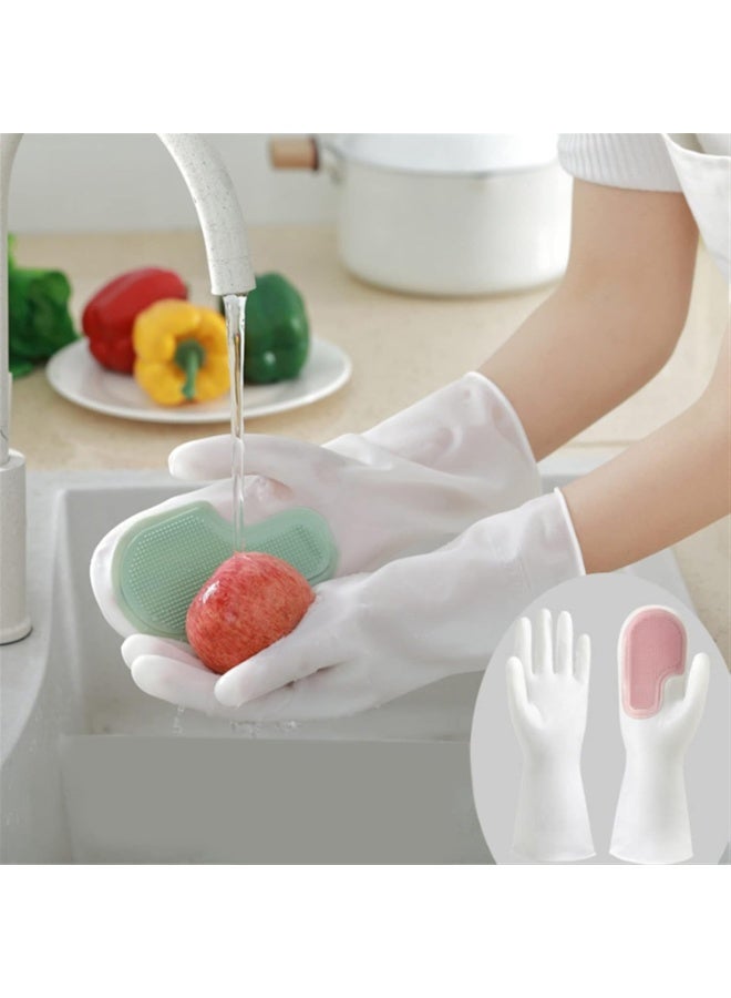 Multi-colored Household Cleaning Gloves, Silicone and Rubber Dishwashing Gloves, Kitchen Sponge Gloves, Kitchen Cleaning Tools - Image 1