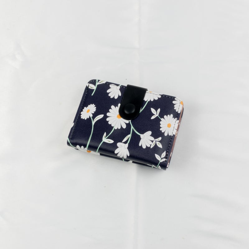 Leather Flip Wallet & Card Holder with Multiple Pockets - Black - Image 1