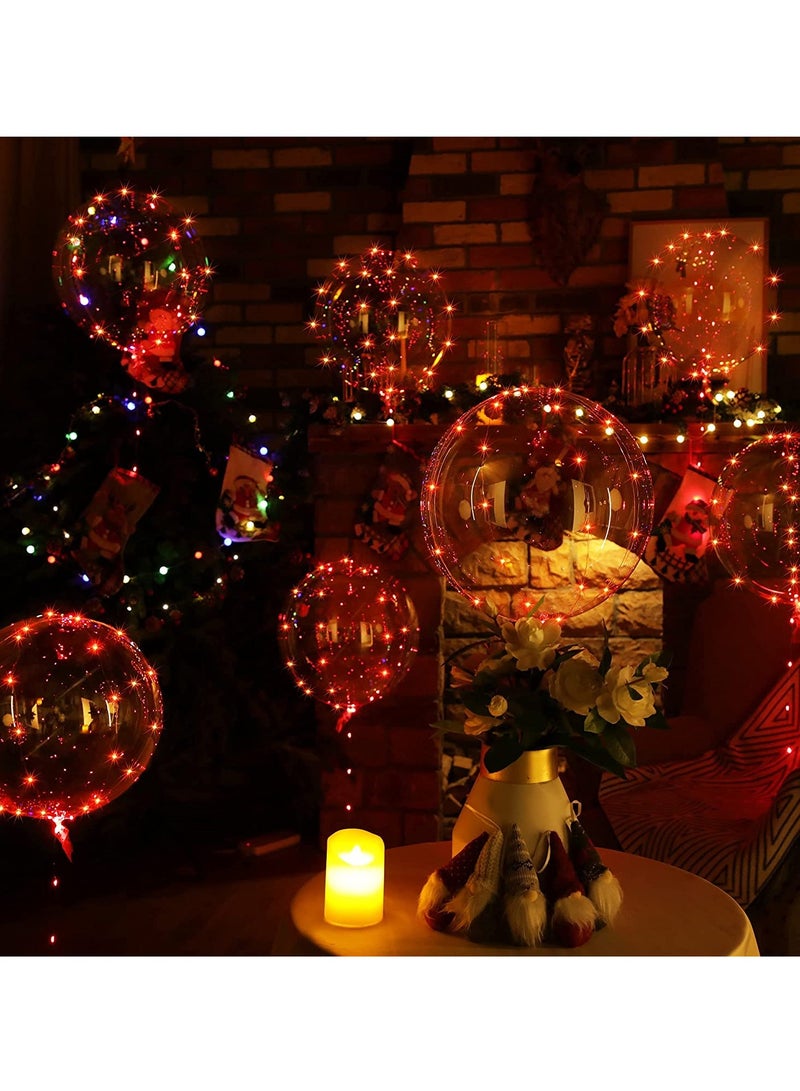 SOLARAE Red LED Light Up BoBo Balloons, Transparent Helium Glowing Balloons with Red LED String Lights, 20" Balloon Decorations for Party Birthday Wedding Festive Red,7 Balloons and 7 String Lights - Image 2