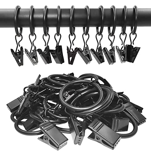 AMZSEVEN 44 Pack Metal Curtain Rings with Clips, Drapery Clips with Rings, Drapes Rings 1 inch Inner Diameter, Fits Diameter 5/8 inch Curtain Rods, Black - Image 4