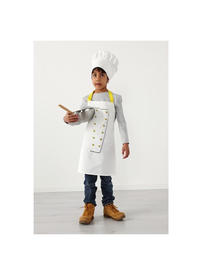 Green Tiger Children’s apron with chef’s hat, white/yellow - Image 2