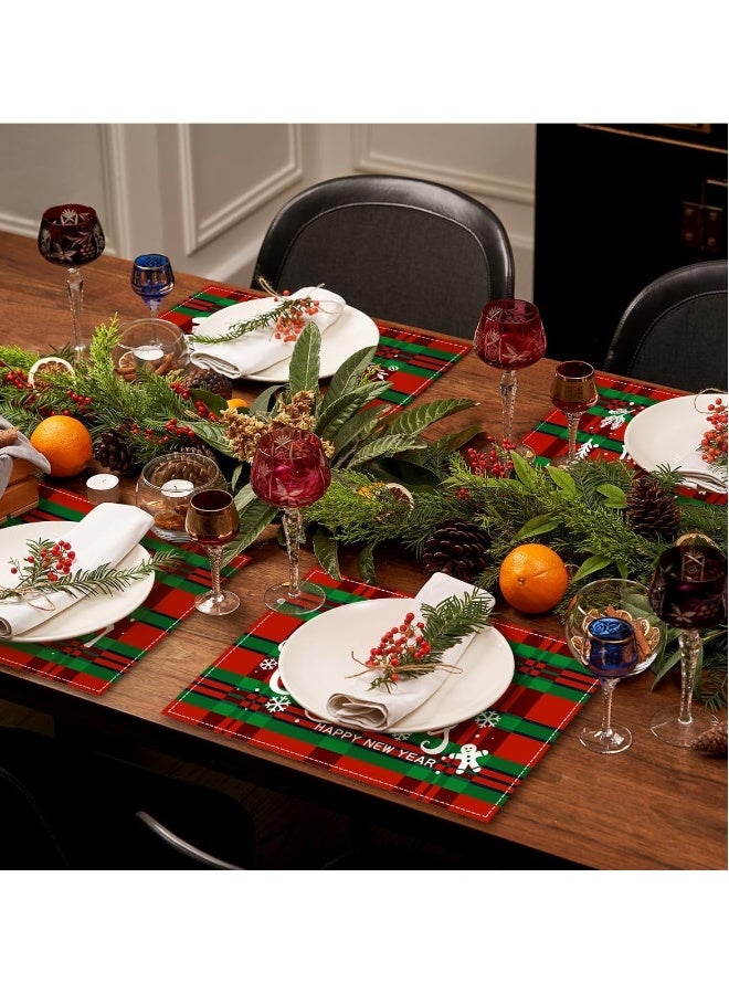 Christmas Placemats 6PCS Christmas Believe Buffalo Check Plaid Placemat for Dining Table 45 x 32 CM Winter Holiday Rustic Merry Christmas Table Mats Kitchen Mat for Dining Table
