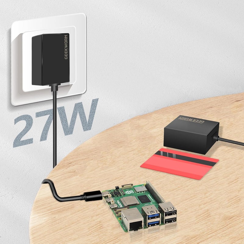 Geekworm Raspberry Pi 5 Power Supply GaN PD 27W 5.1V 5A USB-C - Image 5