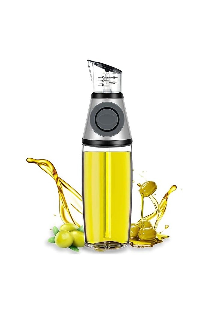 Oil Dispenser Bottle 17oz – Glass Olive Oil & Vinegar Dispenser with Measuring Scale Pump – Refillable Cooking Oil Sprayer for Kitchen, Salads, Baking, Frying - Image 1