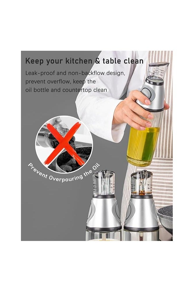 Oil Dispenser Bottle 17oz – Glass Olive Oil & Vinegar Dispenser with Measuring Scale Pump – Refillable Cooking Oil Sprayer for Kitchen, Salads, Baking, Frying - Image 5