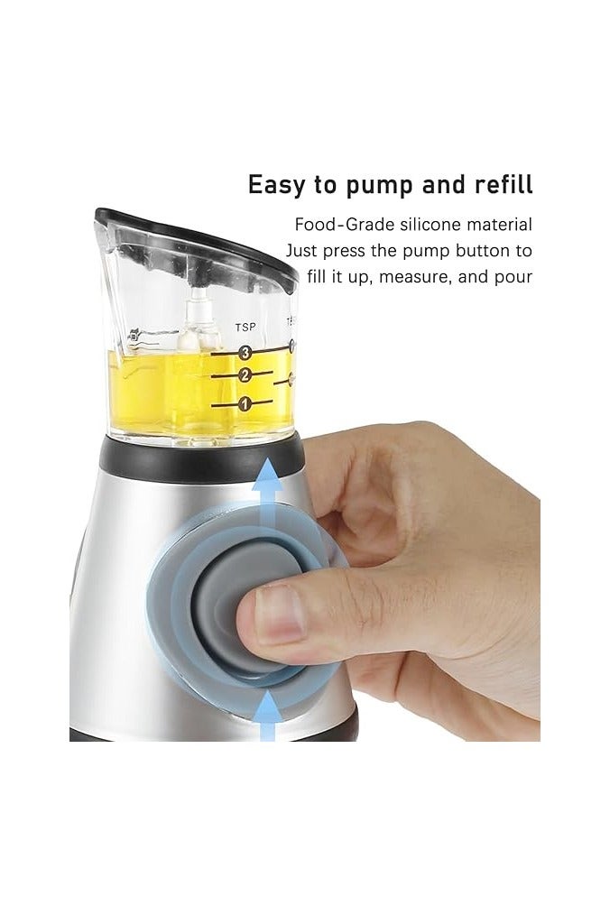 Oil Dispenser Bottle 17oz – Glass Olive Oil & Vinegar Dispenser with Measuring Scale Pump – Refillable Cooking Oil Sprayer for Kitchen, Salads, Baking, Frying - Image 3