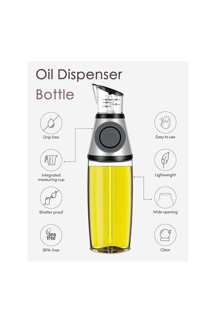 Oil Dispenser Bottle 17oz – Glass Olive Oil & Vinegar Dispenser with Measuring Scale Pump – Refillable Cooking Oil Sprayer for Kitchen, Salads, Baking, Frying - Image 4