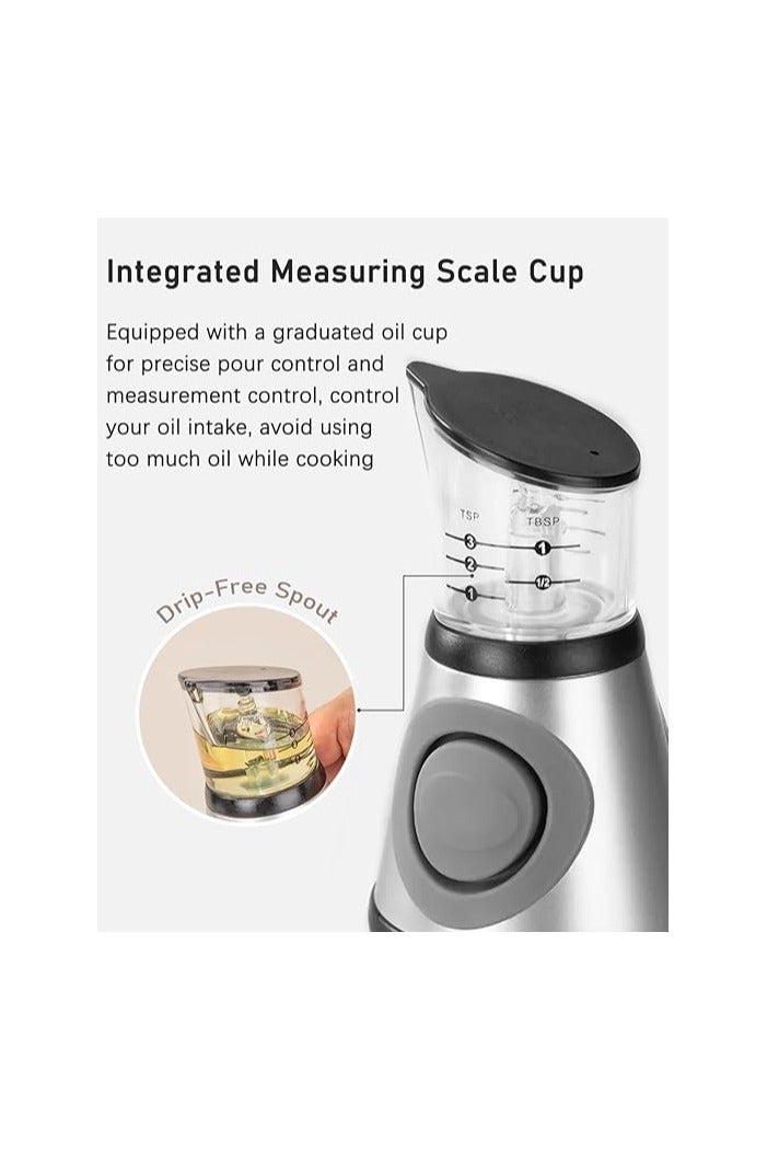 Oil Dispenser Bottle 17oz – Glass Olive Oil & Vinegar Dispenser with Measuring Scale Pump – Refillable Cooking Oil Sprayer for Kitchen, Salads, Baking, Frying - Image 2