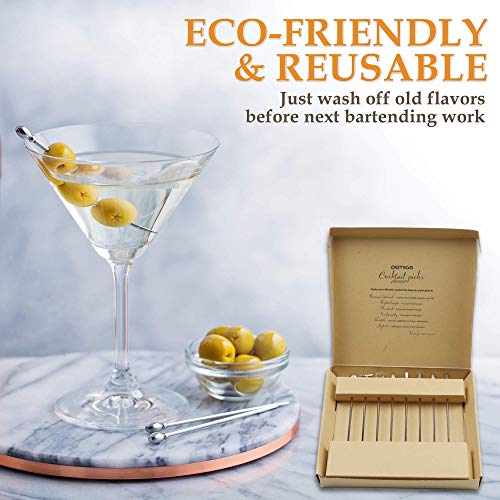 DEMIGO Cocktail Picks, 8 New Styles Stainless Steel Reusable Olive Stuffers Martini Picks set Fruit Toothpicks Garnish Skewers Appetizer Drink Stick for Bar party, Barbeque Snacks, Club sandwiches - Image 3
