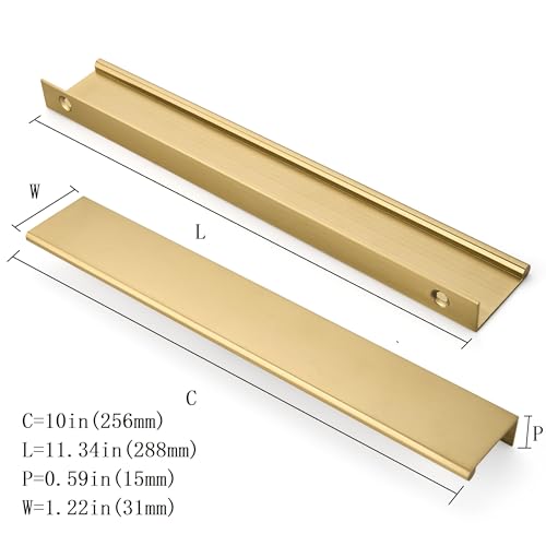 khtumeware 5 Pack Champagne Bronze Finger Pulls Edge Pulls 10in Cabinet Handles Drawer Finger Pulls Concealed Drawer pulls Kitchen Hardware - Image 3