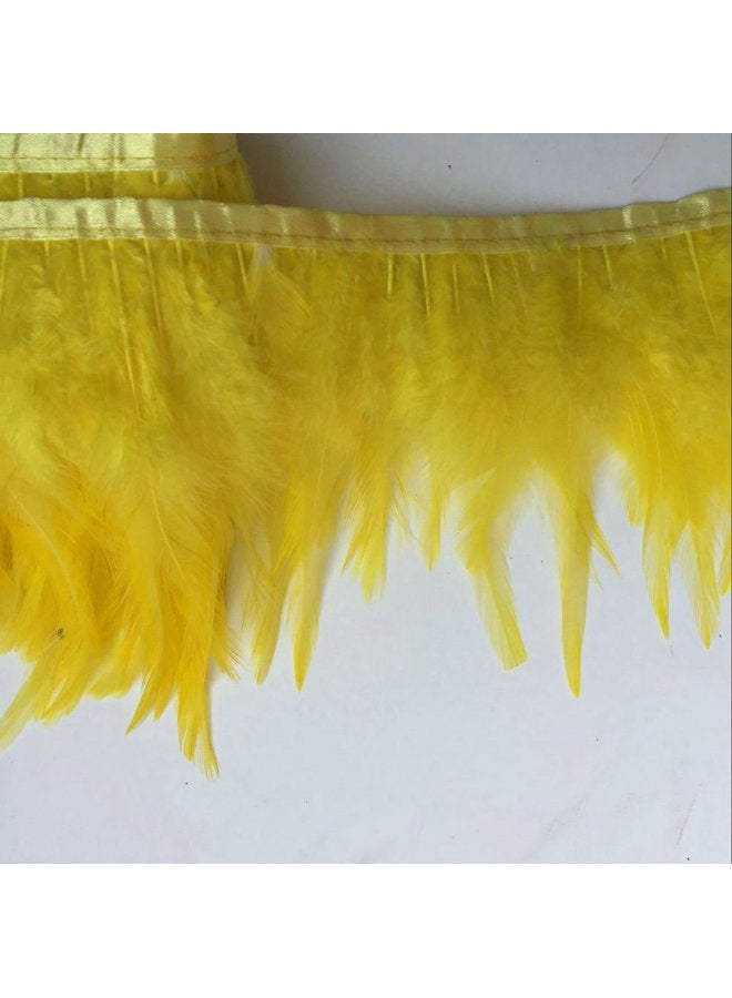 Shekyeon (yellow) - 2yards Rooster Hackle Feather Trim Dress Decoration(yellow) - Image 1