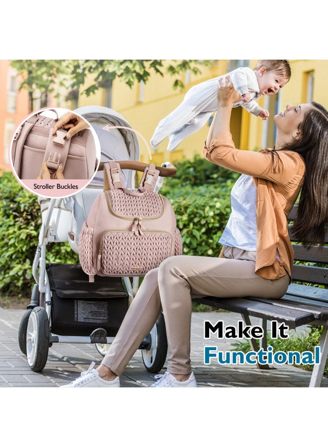 MOMMORE mommore Diaper Bag Small Diaper Backpack Stylish Toddler Baby Mini Maternity Bags Travel Backpacks with Insulated Pockets, Changing Pad, Stroller Straps  - Image 1