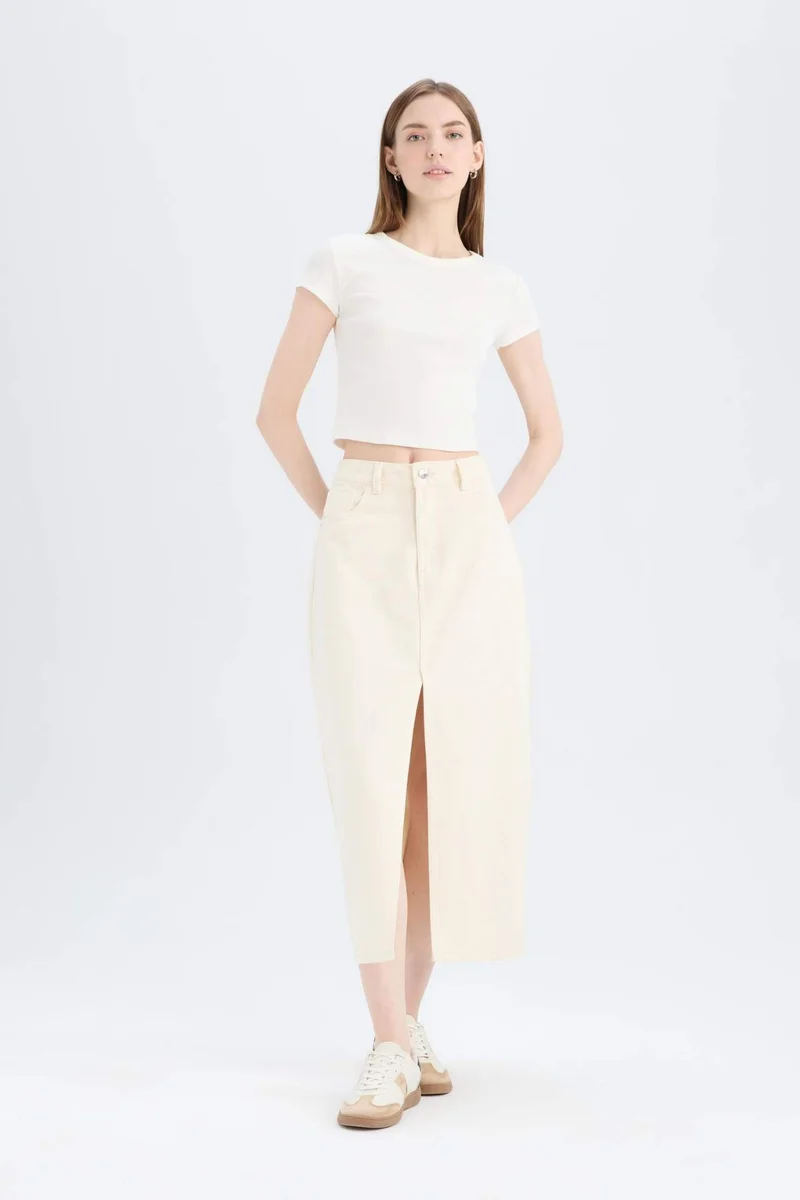 ديفاكتو Long Fit Denim Skirt