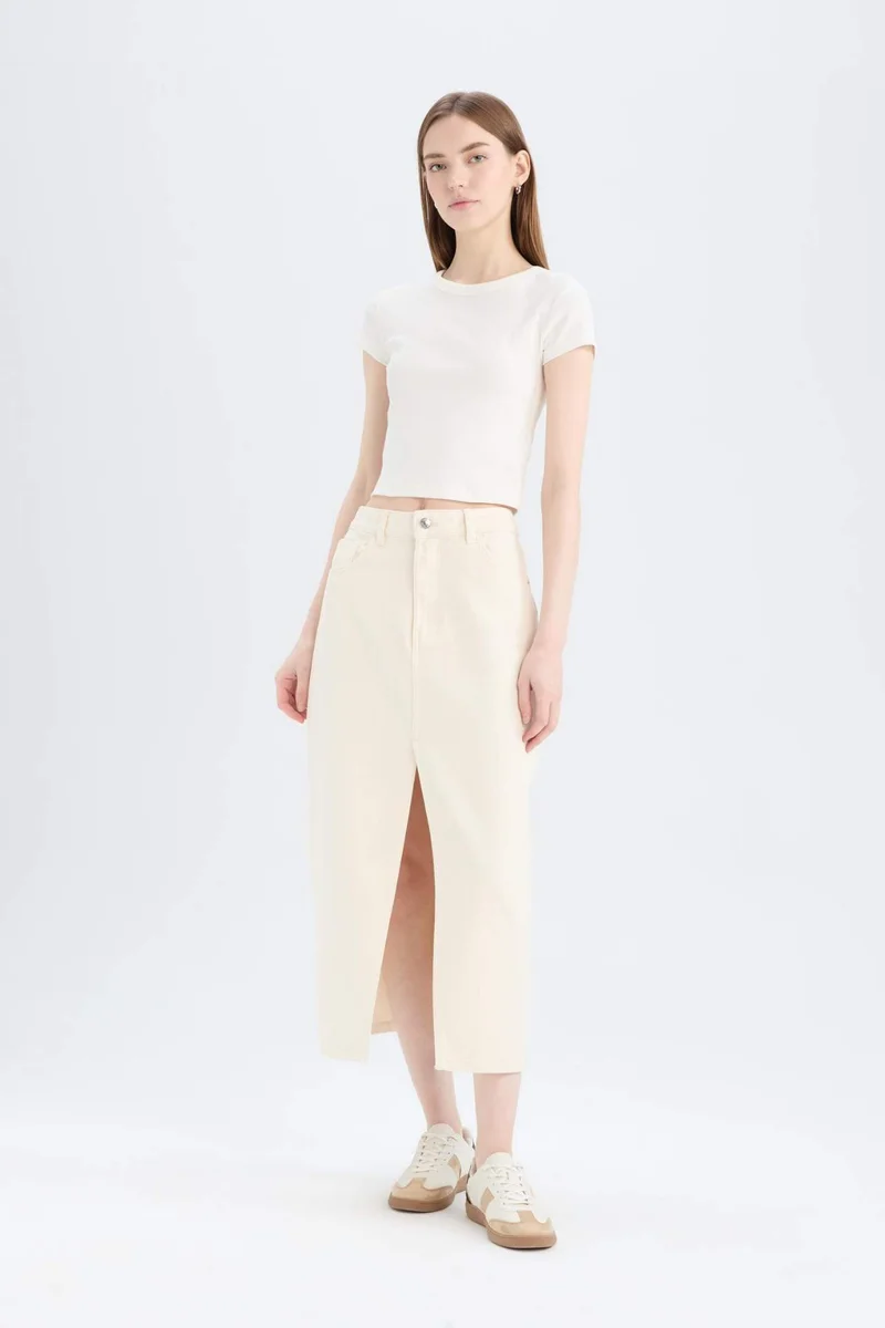 ديفاكتو Long Fit Denim Skirt