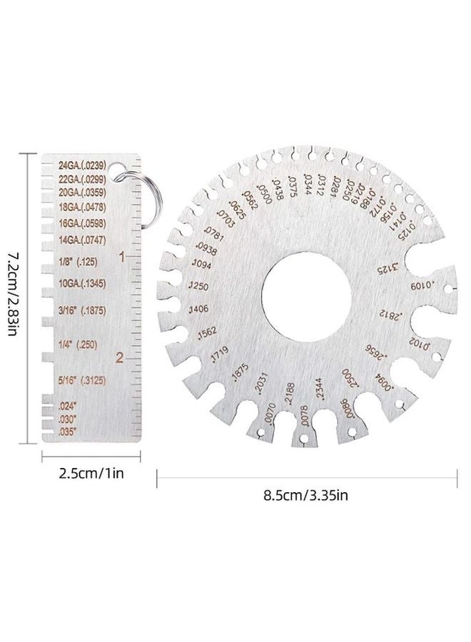 Stainless Steel Dual Sided Wire Gauge Tool Silvery Round Wire And Rectangle Thickness Gauge - Image 3