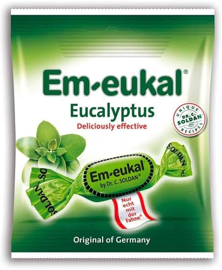 Soothing Eucalyptus Symphony Dr Soldans EmEukal Lozenges 50g Cool Relief for Cough Throat Naturally Green - Image 1