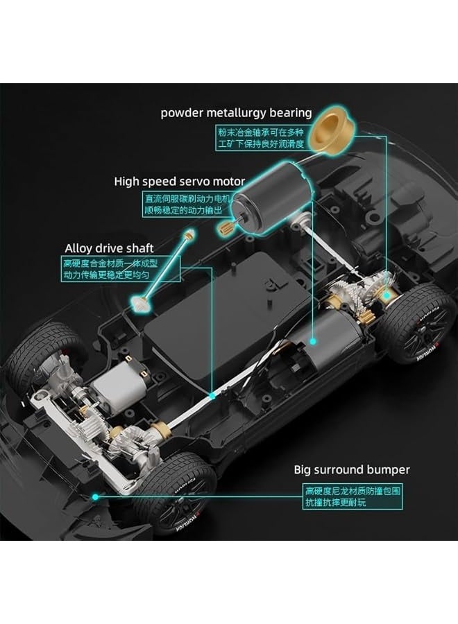 1:14 RC Drift Car 2.4GHz 4WD LED Lights 20+KM/H High Speed Remote Control Car, Infinitely Variable Speed Drift Car Toys for Adults and Kids  - Image 5