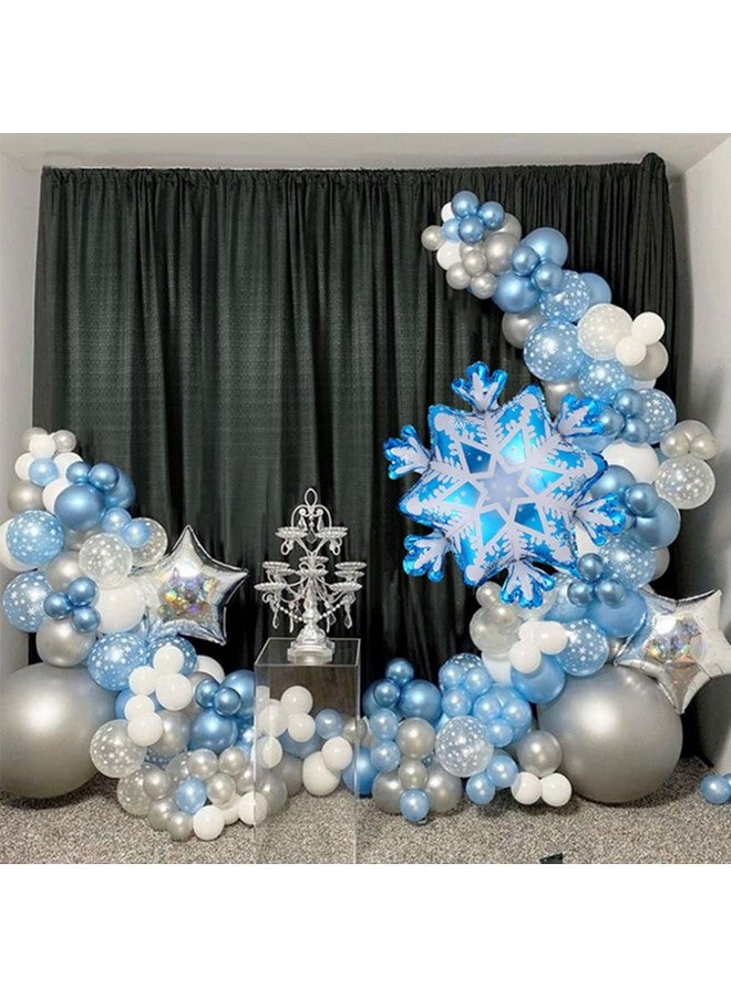 EASUTE 118 Pieces Snowflake Balloon Garland Arch Kitsnowflake Balloon With Silver Blue White Latex Balloons Set For Winter Wonderland Holiday Christmas Baby Shower Snow Princess Birthday Party Decorations - Image 1