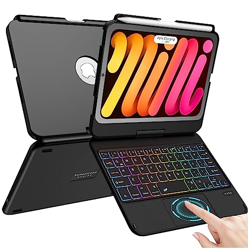 TaIYanG Keyboard Case for iPad mini 7 A17 Pro 2024 & Mini 6,7 Color Backlit Trackpad Keyboard Case for iPad mini 6th Generation 2021 8.3-inch,360° Rotatable Slim Cover for iPad mini 7th Gen,Black - Image 1