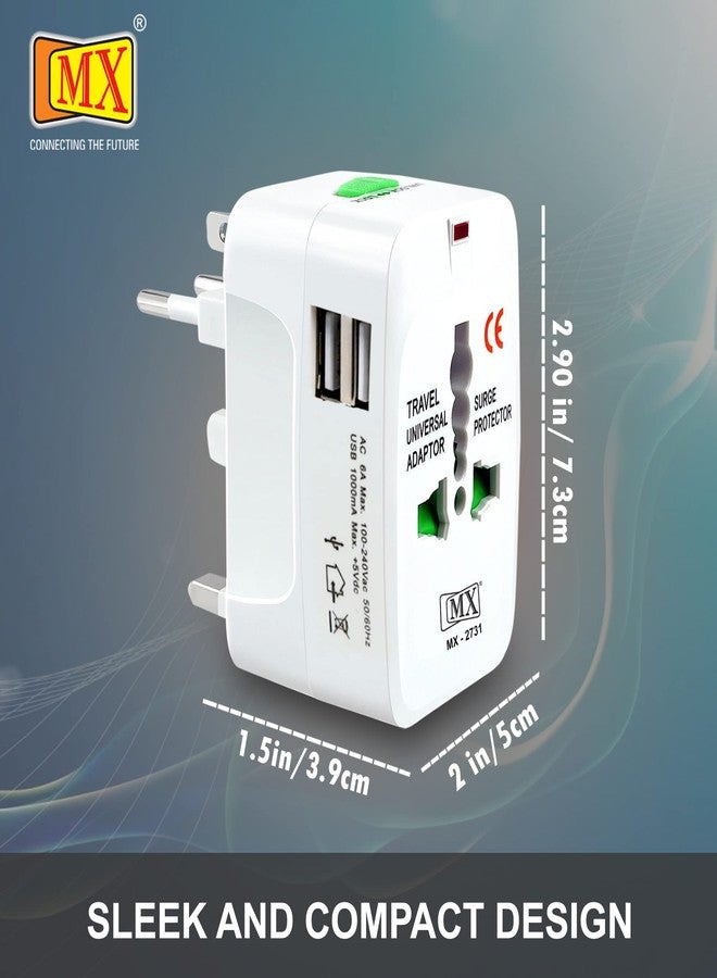 ام كي محول سفر عالمي MX مزود بمنفذ USB، محول سفر دولي شامل، متوافق مع 150 دولة، مزود بمقبس عالمي LED، متوافق مع المملكة المتحدة وأوروبا والولايات المتحدة الأمريكية والصين واليابان وتايلاند. - Image 3