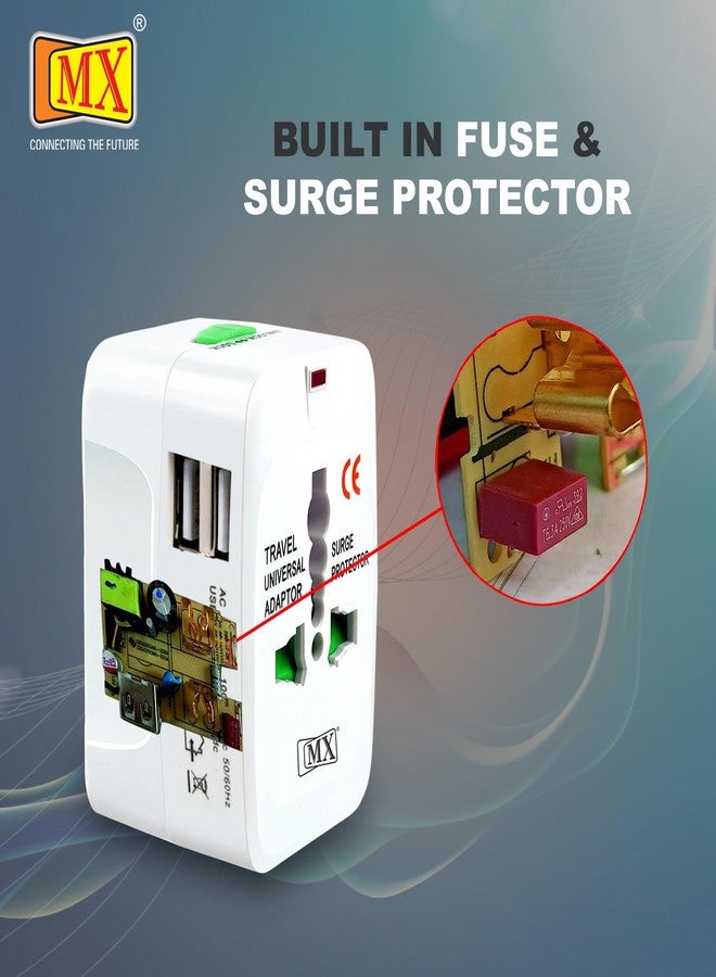 ام كي محول سفر عالمي MX مزود بمنفذ USB، محول سفر دولي شامل، متوافق مع 150 دولة، مزود بمقبس عالمي LED، متوافق مع المملكة المتحدة وأوروبا والولايات المتحدة الأمريكية والصين واليابان وتايلاند. - Image 4