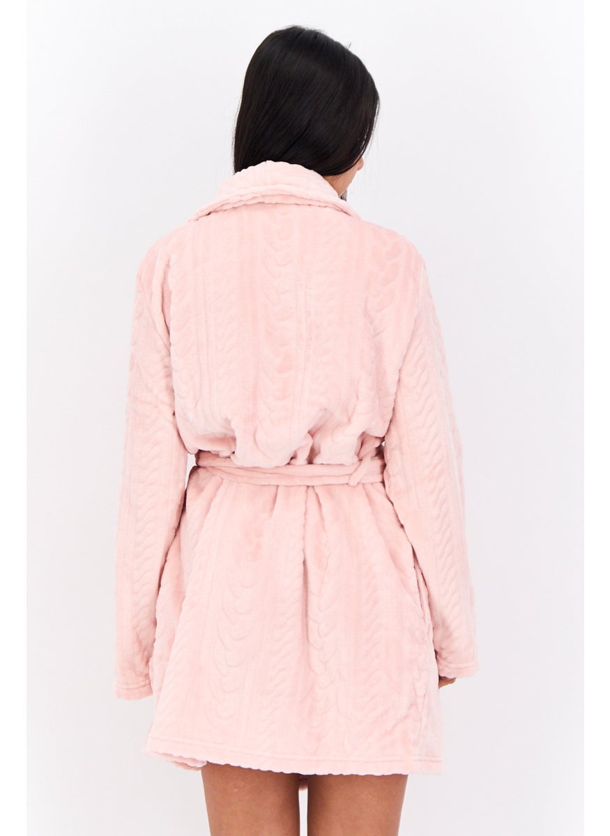 Tahari Women Textured Belted Robe, Pink  - Image 3