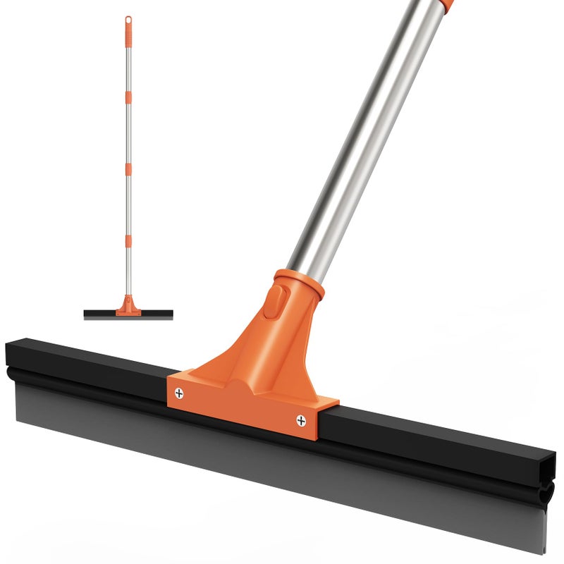 Elapun Floor Squeegee for Concrete Floor,18" Large Heavy Duty Squeegee for Floor, Rubber Broom with 62" Long Handle for Bathroom Tile, Garage Concrete, Deck, Shower Glass, Window Cleaning - Image 1