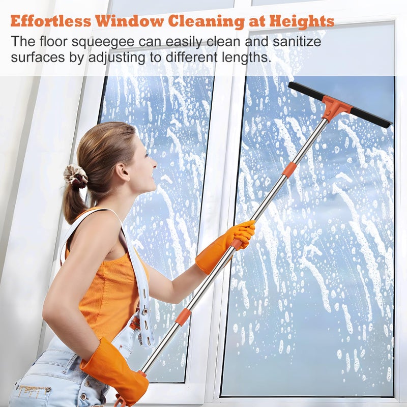 Elapun Floor Squeegee for Concrete Floor,18" Large Heavy Duty Squeegee for Floor, Rubber Broom with 62" Long Handle for Bathroom Tile, Garage Concrete, Deck, Shower Glass, Window Cleaning - Image 5