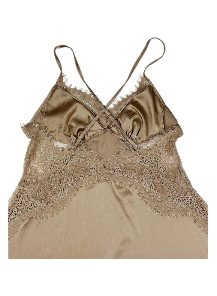 بونكا ثوب نوم داخلي من الساتان الناعم المطرز باللون البني من بونكا - Image 5