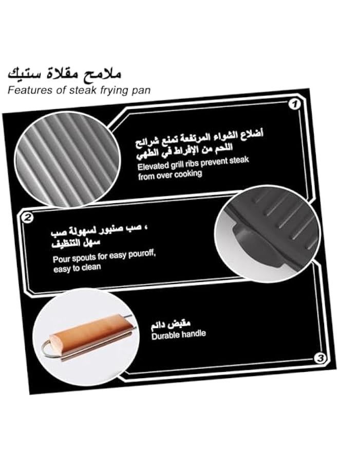 BWSJ Cast Iron Griddle Steak Pan NonStick Pan Frying Pan for Kitchen Foldable Handle Baking Cooking Tool Skillet Cookware Worked with Gas Electric Furnace Induction Ceramic Stove for Indoor Outdoor - Image 5